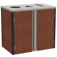Lakeside 3415RM Stainless Steel Rectangular Refuse / Recycle / Paper Station with Top Access and Red Maple Laminate Finish - 37 1/2 inch x 23 1/4 inch x 34 1/2 inch