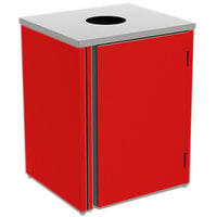 Lakeside 3410RD Rectangular Stainless Steel Refuse Station with Top Access and Red Laminate Finish - 26 1/2" x 23 1/4" x 34 1/2"