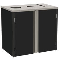 Lakeside 3415B Stainless Steel Rectangular Refuse / Recycle / Paper Station with Top Access and Black Laminate Finish - 37 1/2 inch x 23 1/4 inch x 34 1/2 inch