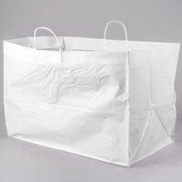 22 inch x 14 inch x 15 inch White Rigid Plastic Handled Shopper Bag - 50/Case