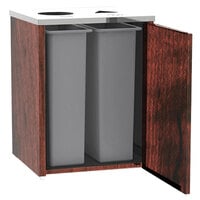 Lakeside 3412RM Stainless Steel Rectangular Refuse / Recycling Station with Top Access and Red Maple Laminate Finish - 26 1/2" x 23 1/4" x 34 1/2"