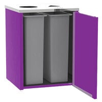 Lakeside 3412P Stainless Steel Rectangular Refuse / Recycling Station with Top Access and Purple Laminate Finish - 26 1/2" x 23 1/4" x 34 1/2"