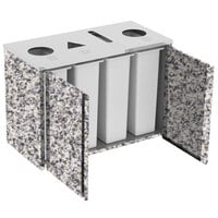 Lakeside 3418GS Stainless Steel Rectangular Refuse (2) / Recycle / Paper Station with Top Access and Gray Sand Laminate Finish - 48 1/2 inch x 23 1/4 inch x 34 1/2 inch