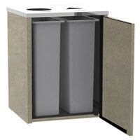 Lakeside 3412BS Stainless Steel Rectangular Refuse / Recycling Station with Top Access and Beige Suede Laminate Finish - 26 1/2 inch x 23 1/4 inch x 34 1/2 inch