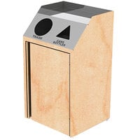 Lakeside 4412HRM Stainless Steel Rectangular Refuse / Recycling Station with Front Access and Hard Rock Maple Laminate Finish - 26 1/2 inch x 23 1/4 inch x 45 1/2 inch