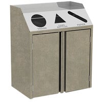 Lakeside 4415BS Stainless Steel Rectangular Refuse / Recycle / Paper Station with Front Access and Beige Suede Laminate Finish - 37 1/2" x 23 1/4" x 45 1/2"