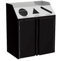 Lakeside 4415B Stainless Steel Rectangular Refuse / Recycle / Paper Station with Front Access and Black Laminate Finish - 37 1/2 inch x 23 1/4 inch x 45 1/2 inch