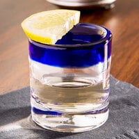 Libbey 92311 Aruba 2.5 oz. Shot Glass with Cobalt Blue Rim - 24/Case