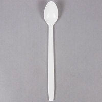 Choice 8 inch White Plastic Soda / Sundae Spoon   - 50/Pack