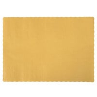 Hoffmaster 310560 10 inch x 14 inch Gold Colored Paper Placemat with Scalloped Edge - 1000/Case