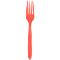 Creative Converting 019146 7 1/8" Coral Orange Disposable Plastic Fork - 288/Case