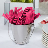 Creative Converting 010476B 7 1/8 inch Hot Magenta Pink Disposable Plastic Fork - 600/Case