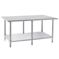 Advance Tabco AG-3010 30" x 120" 16 Gauge Stainless Steel Work Table with Galvanized Undershelf