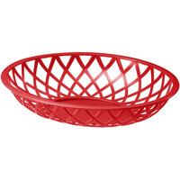 Tablecraft 1072R 9 inch x 7 1/2 inch x 2 inch Red Oval Plastic Fast Food Basket - 12/Pack