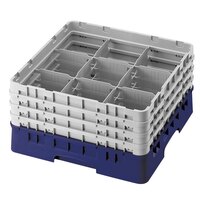 Cambro 9S800186 Navy Blue Camrack Customizable 9 Compartment 8 1/2 inch Glass Rack