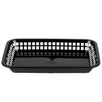 Tablecraft 1077BK Grande 10 3/4 inch x 7 3/4 inch x 1 1/2 inch Black Rectangular Plastic Fast Food Basket - 12/Pack
