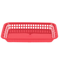 Tablecraft 1077R Grande 10 3/4 inch x 7 3/4 inch x 1 1/2 inch Red Rectangular Plastic Fast Food Basket - 12/Pack