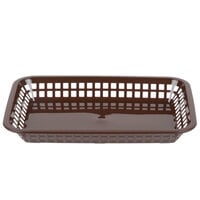 Tablecraft 1077BR Grande 10 3/4 inch x 7 3/4 inch x 1 1/2 inch Brown Rectangular Plastic Fast Food Basket - 12/Pack