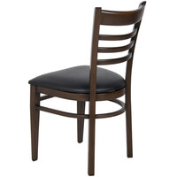 Lancaster Table & Seating Spartan Series Metal Ladder Back Chair with Walnut Wood Grain Finish and Black Vinyl Seat - Detached Seat