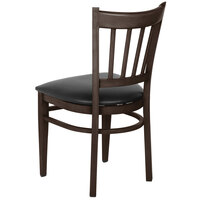 Lancaster Table & Seating Spartan Series Metal Slat Back Chair with Walnut Wood Grain Finish and Black Vinyl Seat - Detached Seat