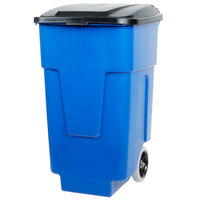 Carlisle 34505014 Bronco 50 Gallon Blue Rolling Rectangular Trash Can Container