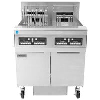 Frymaster FPRE214TC-SD High Efficiency Electric Floor Fryer with (2) 50 lb. Full Frypots and CM3.5 Controls - 208V, 3 Phase, 14kW