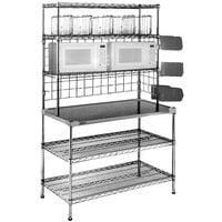 Eagle Group TSM3048C 30 inch x 48 inch 18 Gauge Type 304 Stainless Steel Microwave Prep Table with 3 Overshelves and 2 Undershelves