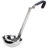 Vollrath 4980822 Jacob's Pride 8 oz. One-Piece Stainless Steel Ladle with Ergo Grip Black Kool Touch® Handle