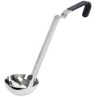 Vollrath 4980422 Jacob's Pride 4 oz. One-Piece Stainless Steel Ladle with Ergo Grip Black Kool Touch® Handle