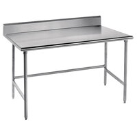 Advance Tabco TKMS-307 30" x 84" 16 Gauge Open Base Stainless Steel Commercial Work Table with 5" Backsplash
