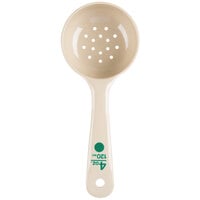 Carlisle 432906 Measure Misers 4 oz. Beige and Green Color Coding Polycarbonate Short Handle Perforated Portion Spoon