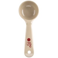 Carlisle 432406 Measure Misers 2 oz. Beige and Red Color Coding Polycarbonate Short Handle Solid Portion Spoon