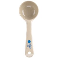 Carlisle 432606 Measure Misers 3 oz. Beige and Blue Color Coding Polycarbonate Short Handle Solid Portion Spoon