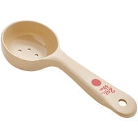 Carlisle 436206 Measure Misers 2 oz. Beige and Red Color Coding Polycarbonate Short Handle Perforated Portion Spoon