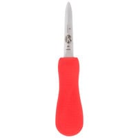 Victorinox 7.6399.4 3 inch Stainless Steel Boston Style Narrow Oyster Knife with Red SuperGrip Handle