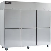 Delfield GBSF3P-SH Coolscapes 83 inch Top-Mount Three Section Half Door Stainless Steel Reach-In Freezer - 71 cu. ft.