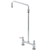 T&S B-0281 Deck Mounted Double Pantry Faucet with 18" Riser and 8" Centers - 12" Swing Nozzle