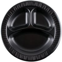 Dart 10CPBQR Quiet Classic 10 1/4" 3 Compartment Black Laminated Round Foam Plate - 500/Case