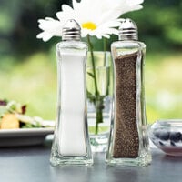 Tablecraft 81 2 oz. Metro Glass Salt and Pepper Shaker with Nickel Plated Steel Top   - 24/Case