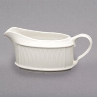 Homer Laughlin by Steelite International HL3177000 Gothic 6.5 oz. Ivory (American White) Undecorated China Sauce Boat - 36/Case