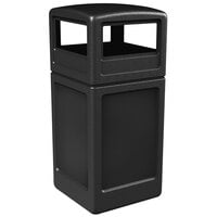 Commercial Zone 73290199 PolyTec 42 Gallon Square Black Waste Container and Dome Lid Set