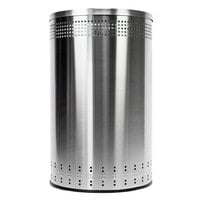 Commercial Zone 782329 Precision 45 Gallon Imprinted Stainless Steel Round Trash Receptacle and Open Top Lid Set