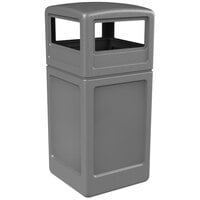 Commercial Zone 73290399 PolyTec 42 Gallon Square Gray Waste Container and Dome Lid Set