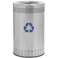Commercial Zone 782729 Precision 45 Gallon Imprinted Stainless Steel Round Recycling Bin