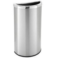 Commercial Zone 780929 Precision 8 Gallon Half Round Stainless Steel Flat Sided Trash Receptacle