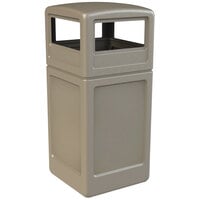 Commercial Zone 73290299 PolyTec 42 Gallon Square Beige Waste Container and Dome Lid Set