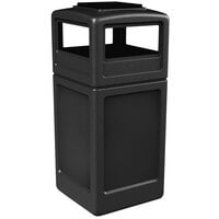 Commercial Zone 73300199 PolyTec 42 Gallon Square Black Waste Container and Ashtray Dome Lid Set