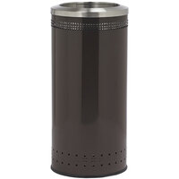 Commercial Zone 781838 Precision 25 Gallon Imprinted Brown Steel Round Trash Receptacle and Open Top Lid Set