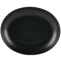 Hall China by Steelite International HL303150AFCA Foundry 13 1/8" x 10 1/2" Black China Oval Platter - 6/Case