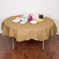 Creative Converting 923276 82 inch Glittering Gold OctyRound Tissue / Poly Table Cover